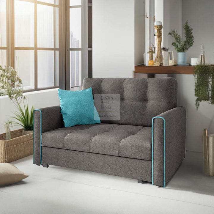 Salerno Grey and Blue 3 in 1 Sofa Bed 2 Seater with Storage