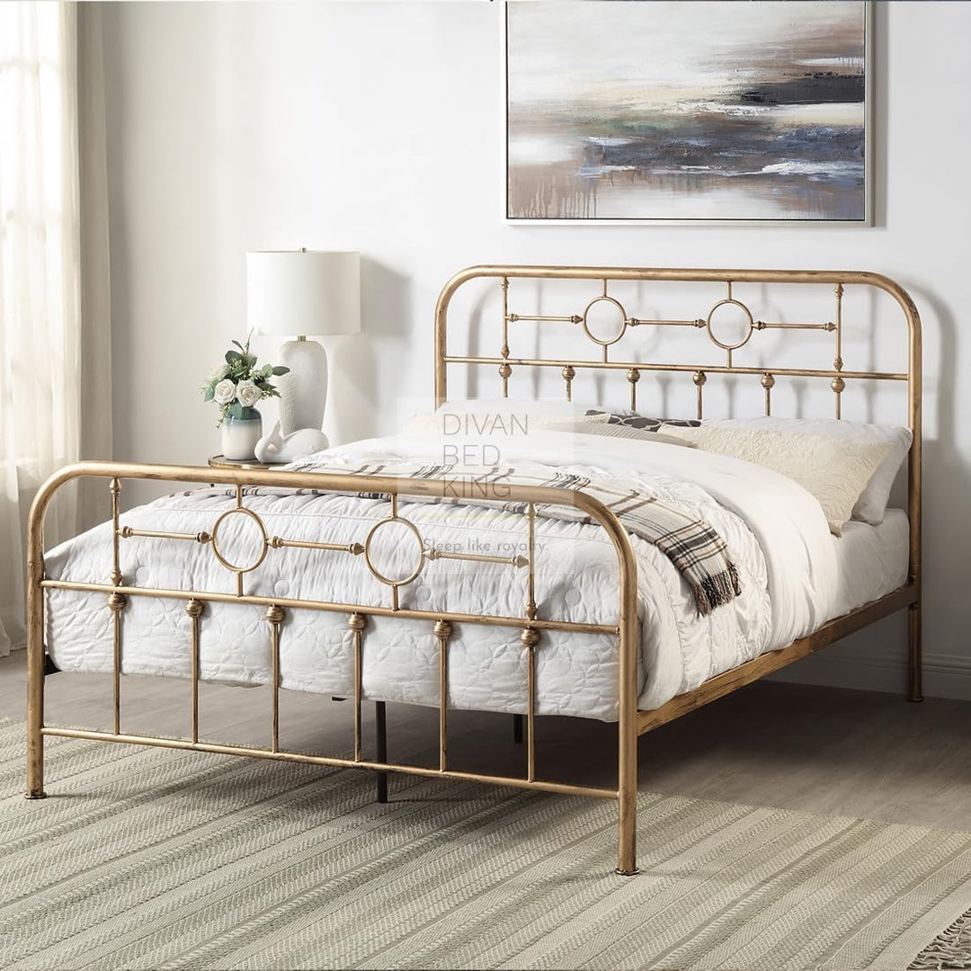 Bautista Antique Brass Style Metal Bed Frame