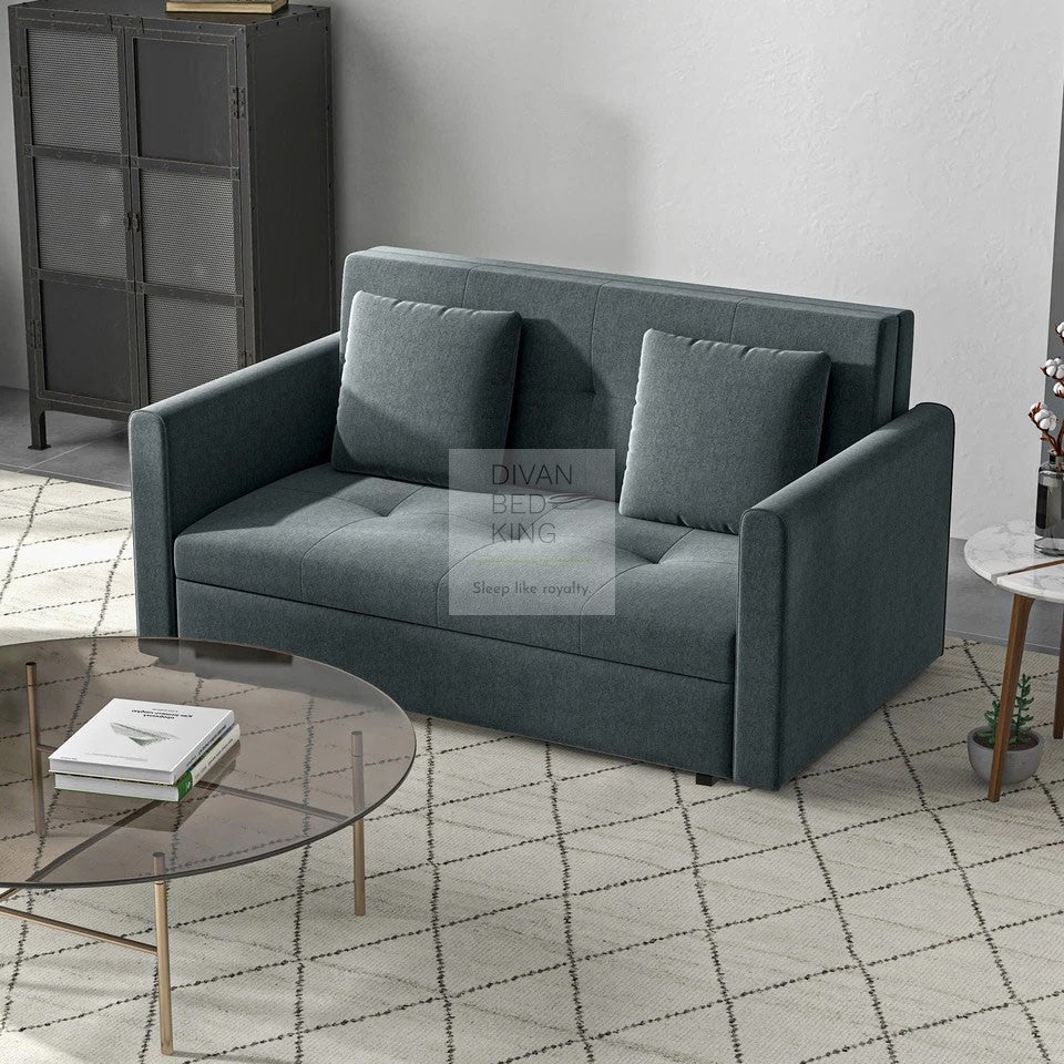 Rathburn Black Grey Cotton 4 in 1 Sofa Bed 2 Seater with Storage