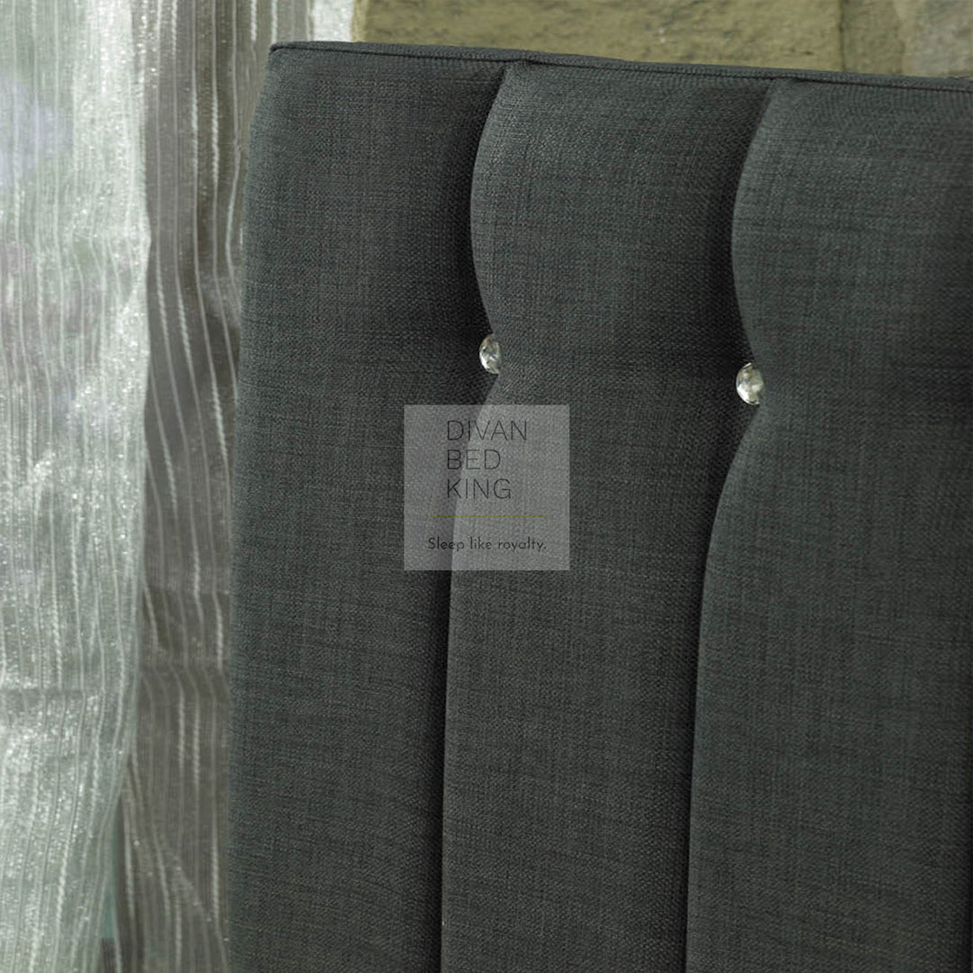 Annette Panel Design Charcoal Linen Floor Standing Divan Bed Headboard