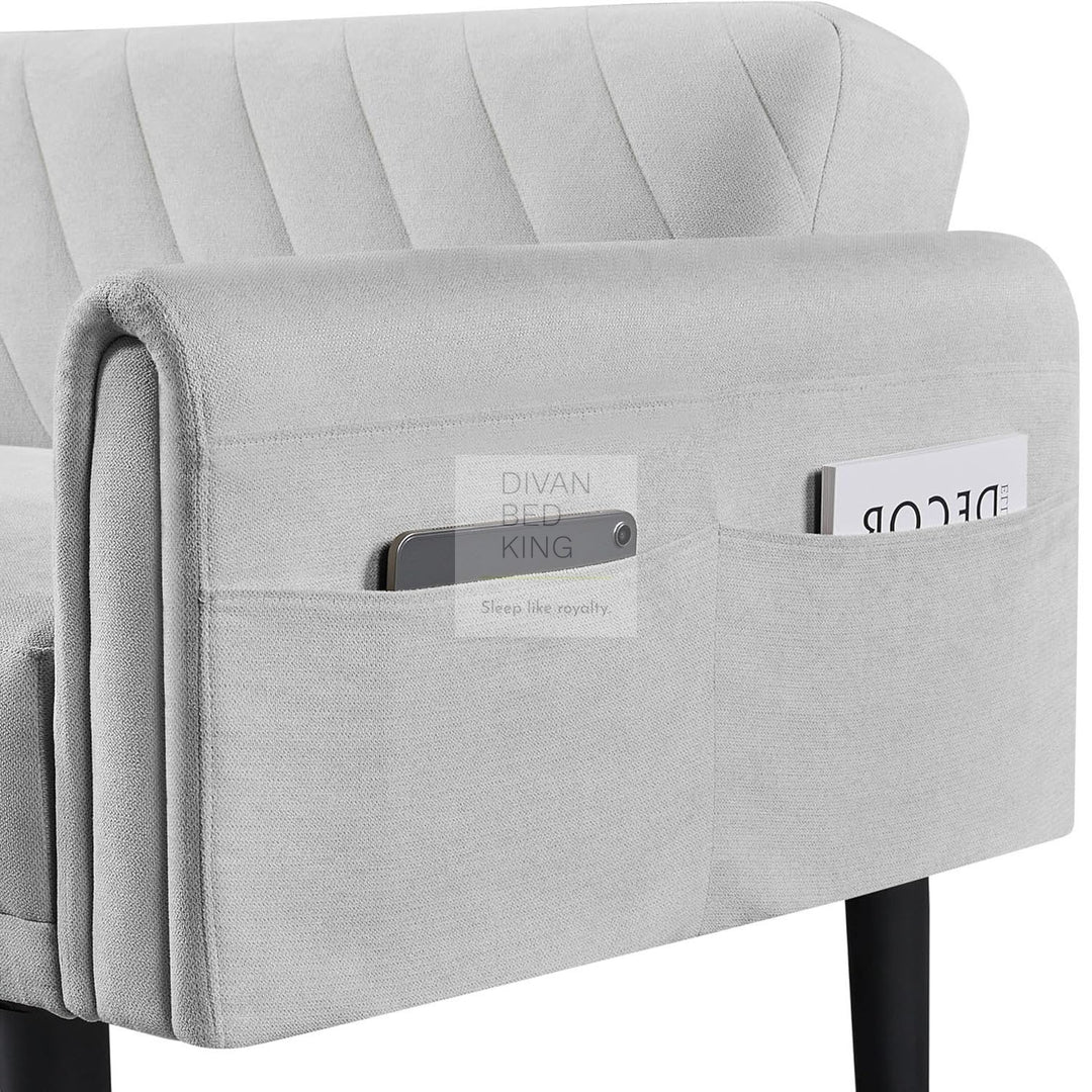 Lucca Soft Grey Silver Brushed Cotton 2 in 1 Convertible Daybed 3 Seater Sofa Bed Couch