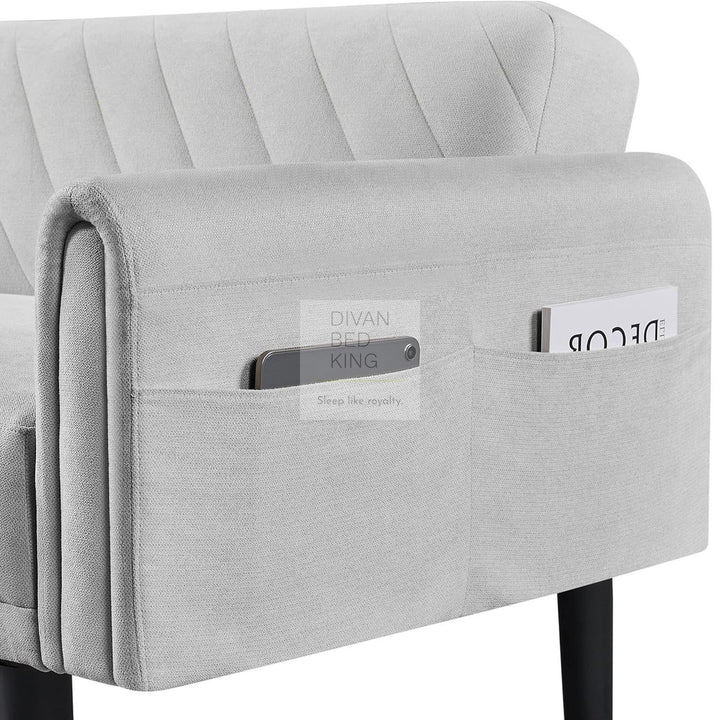 Lucca Soft Grey Silver Brushed Cotton 2 in 1 Convertible Daybed 3 Seater Sofa Bed Couch