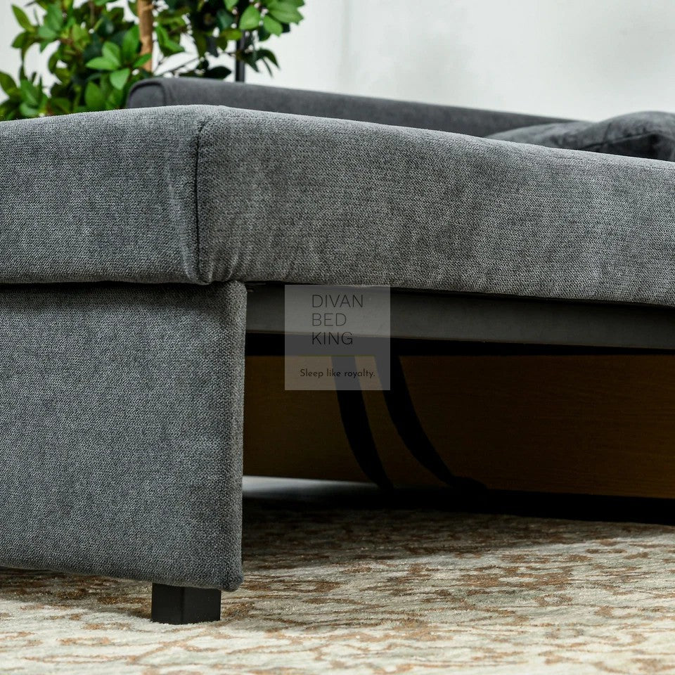 Rathburn Black Grey Cotton 4 in 1 Sofa Bed 2 Seater with Storage