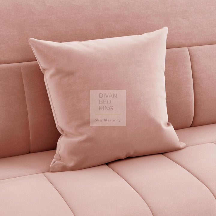 Parisa Pink Velvet Velour Sofa Love Seat with Gold Metal Legs