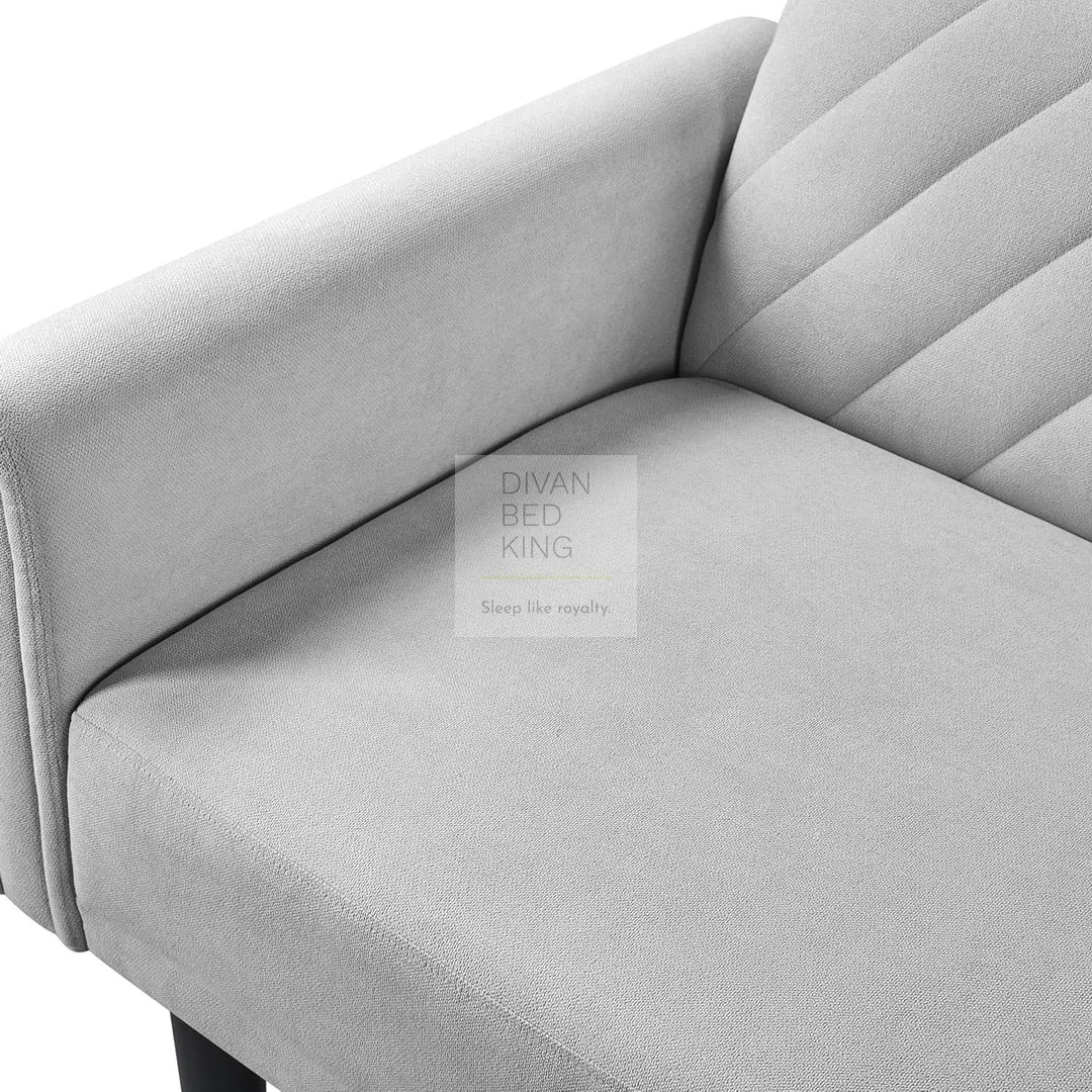 Lucca Soft Grey Silver Brushed Cotton 2 in 1 Convertible Daybed 3 Seater Sofa Bed Couch