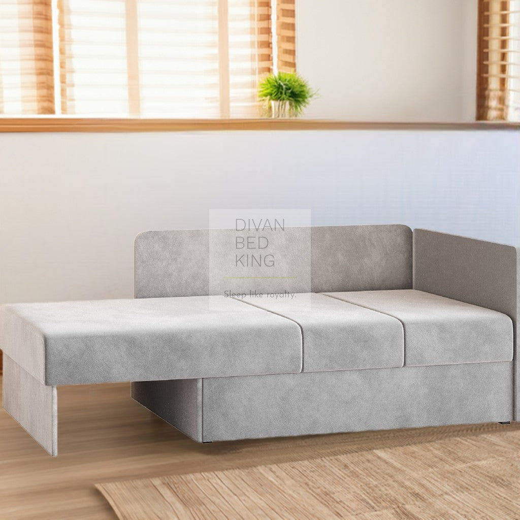 Cuboid Salmon Brushed Cotton Corner 2 Seater Sofa Bed with Storage