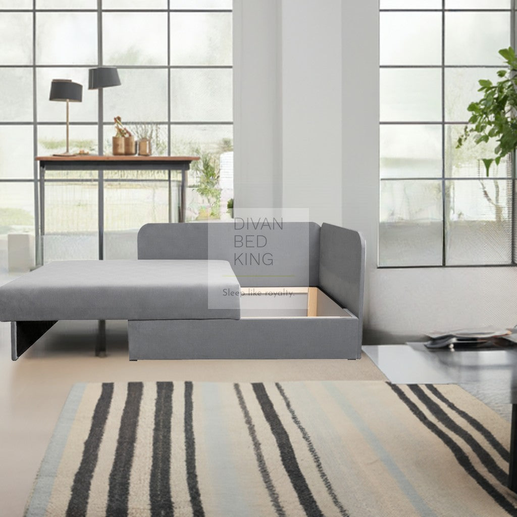 Cuboid Salmon Brushed Cotton Corner 2 Seater Sofa Bed with Storage