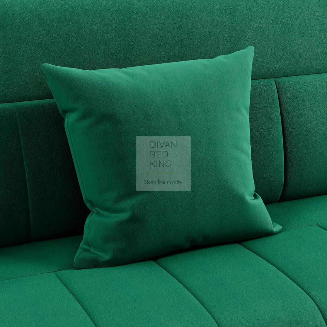 Parisa Green Velvet Velour Sofa Love Seat with Gold Metal Legs