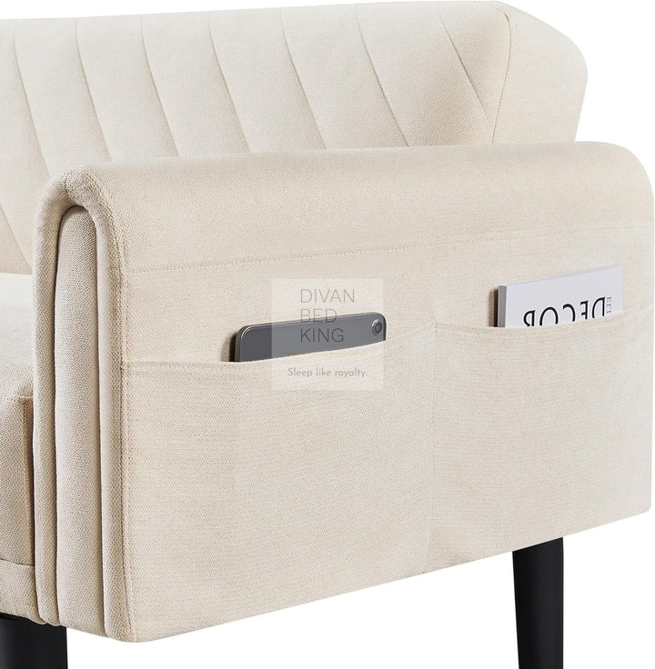 Lucca Soft Beige Brushed Cotton 2 in 1 Convertible Daybed Sofa Bed Couch
