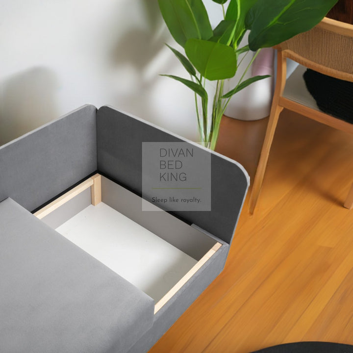 Cuboid Salmon Brushed Cotton Corner 2 Seater Sofa Bed with Storage