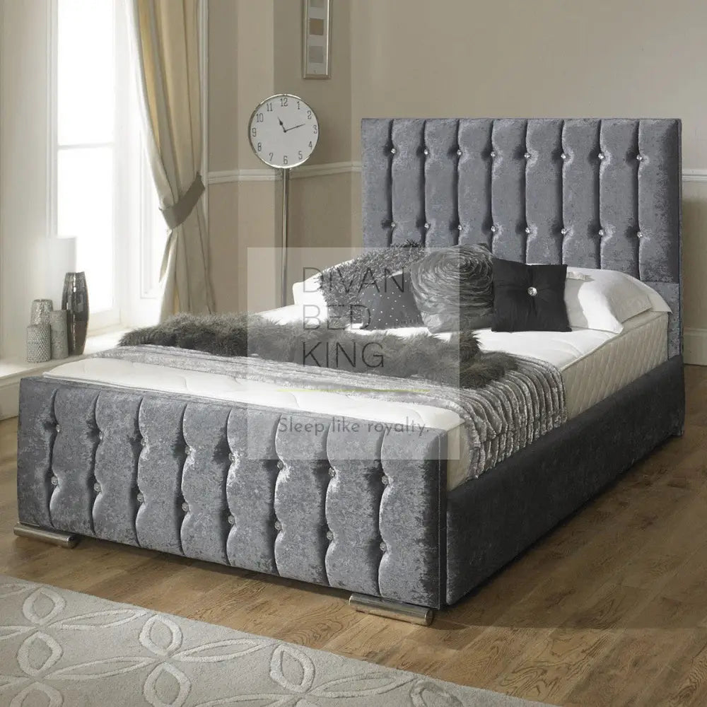 Kalyn Velvet Fabric Upholstered Bed Frame Divan Bed King