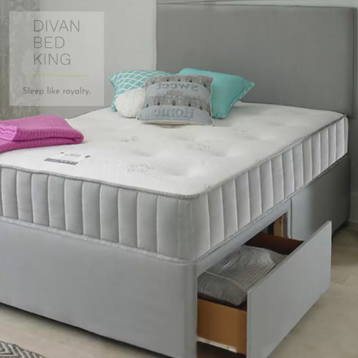 Nicholson Divan Bed with Spring Memory Foam Mattress Divan Bed King