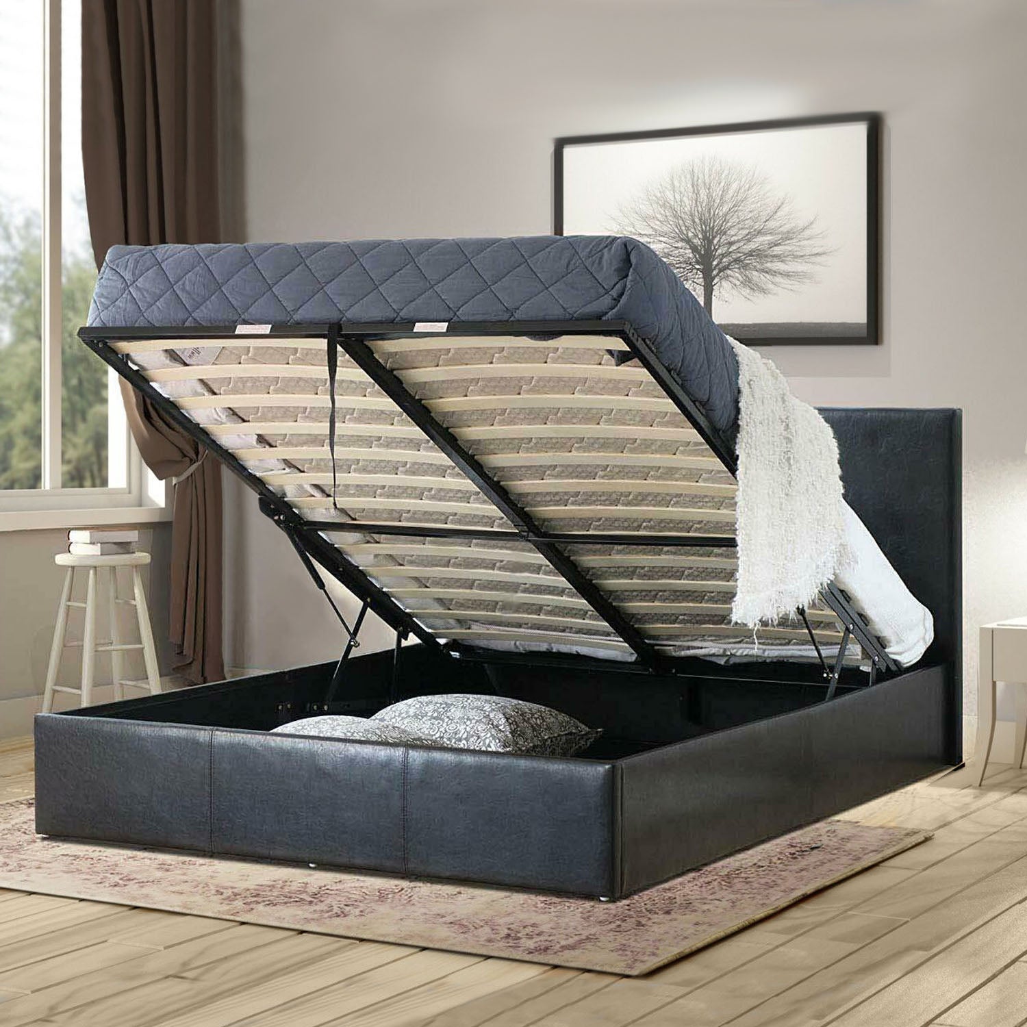 Ottoman Storage Leather Bed Frames