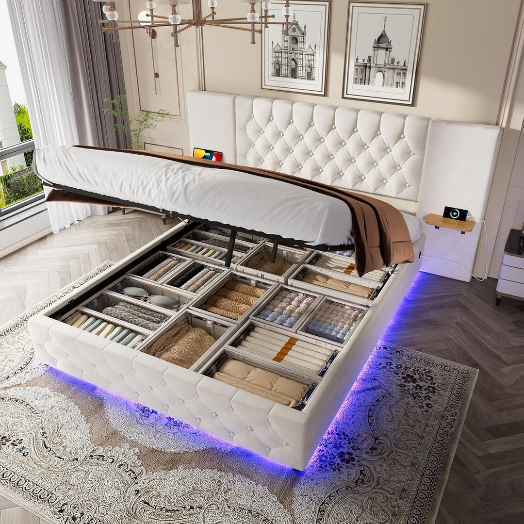 Smart Ottoman Beds - Charging Stations, LED Lights & More