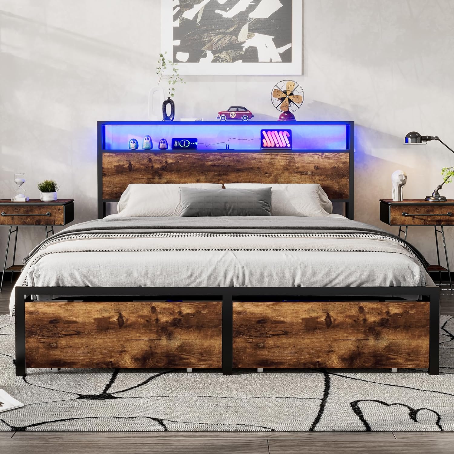 Rustic Industrial Metal & Wood Beds