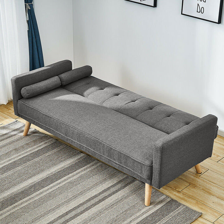 Prince Grey Linen 3 Seater Sofa Bed with Cushions