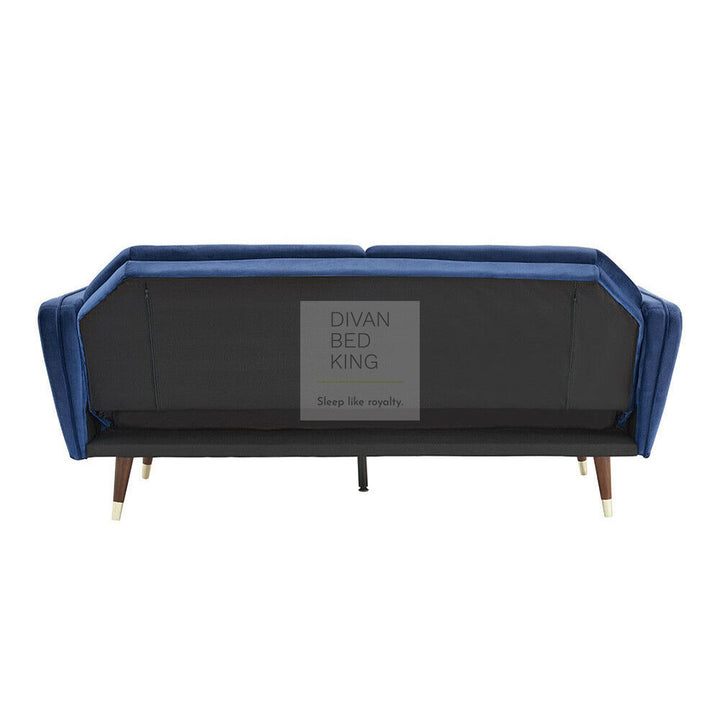 Regine Blue Plush Velvet 3 Seater Sofa Bed