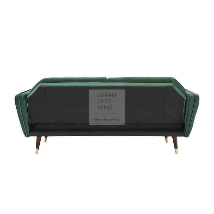 Regine Green Plush Velvet 3 Seater Sofa Bed