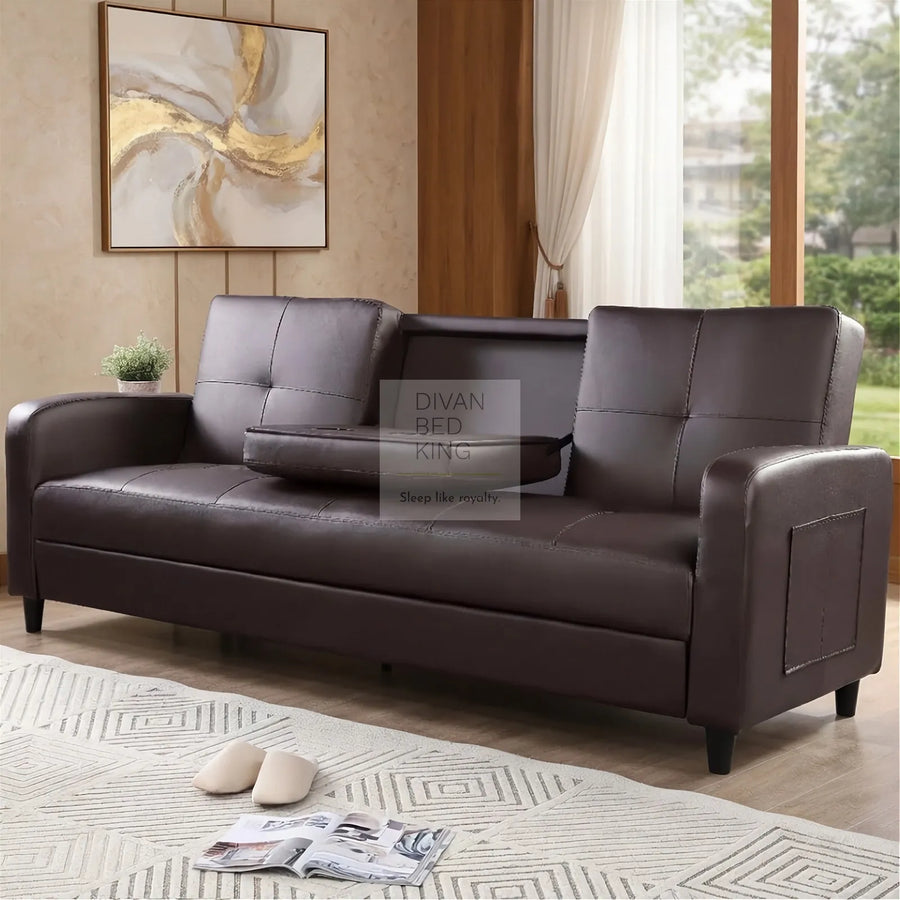 Salazar Brown Leather Sofa Bed