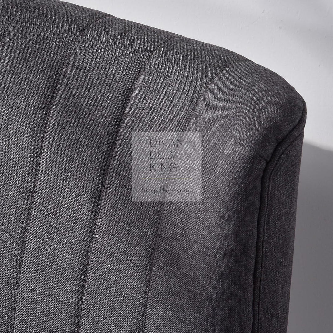 Ria Dark Grey Linen Thick Padded Loveseat Couch Settee with Wooden Legs