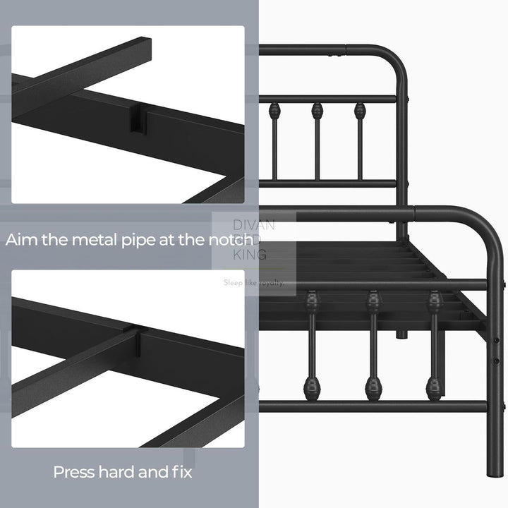 Victorian Black Metal Hospital Vintage Style Bed Frame