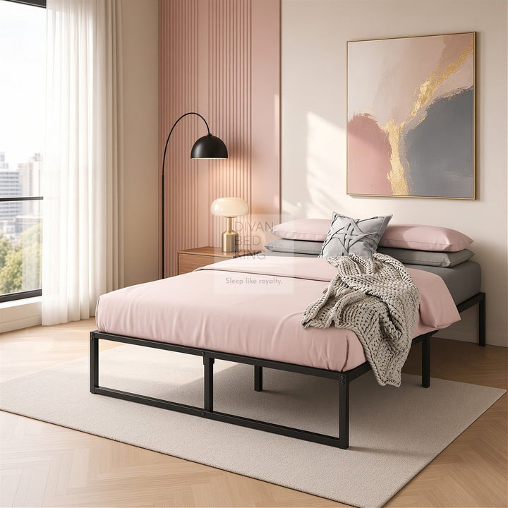 Zinus Abel Heavy Duty Black Metal Platform Bed Frame with Drawer Options