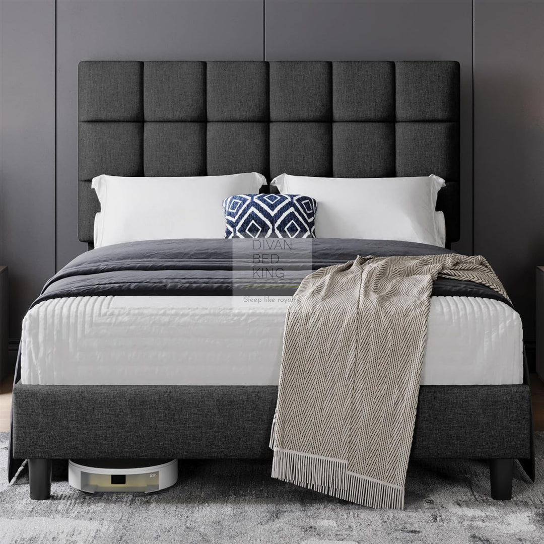 Armando Charcoal Linen Fabric Upholstered Bed Frame