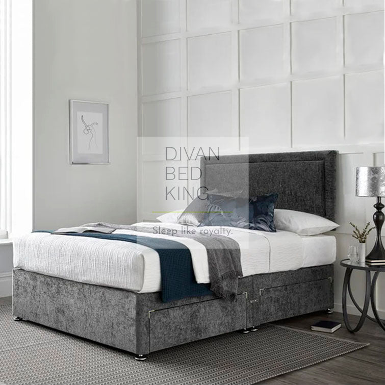 Idlewood Chenille Divan Bed with Designer Headboard