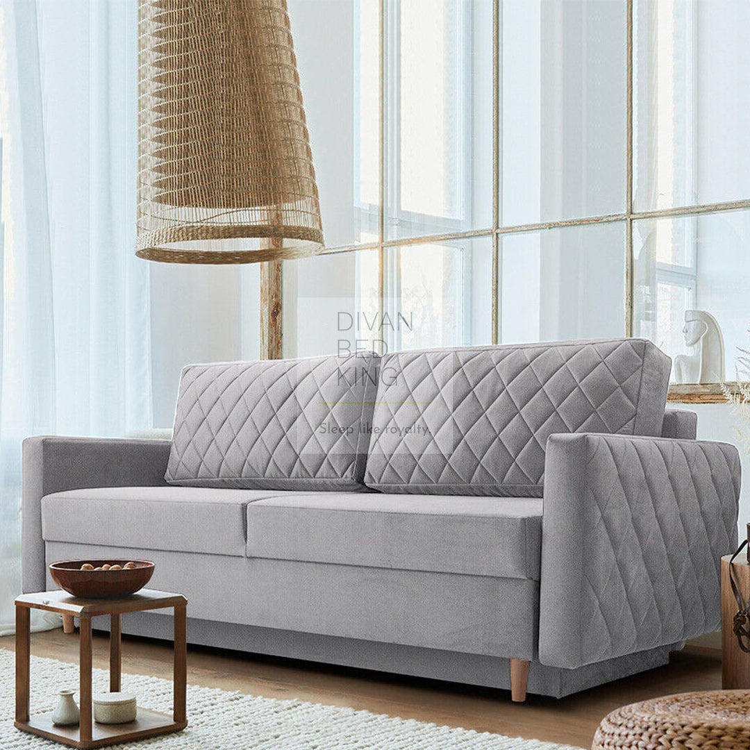 Salvatore Grey Cotton Sofa Bed with Storage