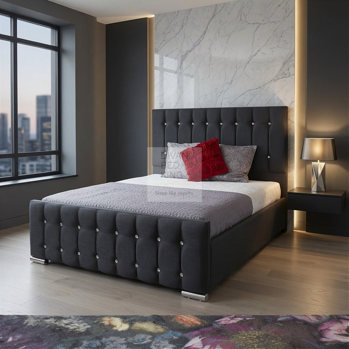 Annette Diamond Fabric Upholstered Bed Frame
