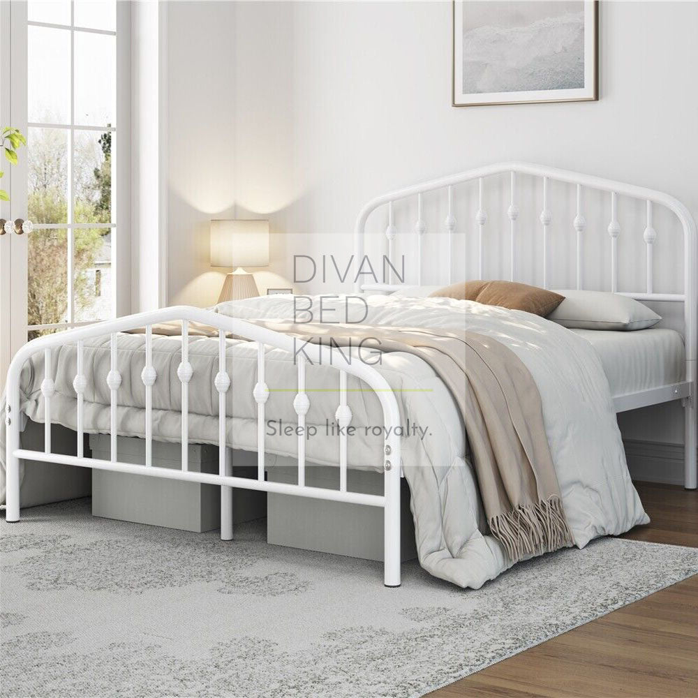 Gatsby White Metal Bed Frame