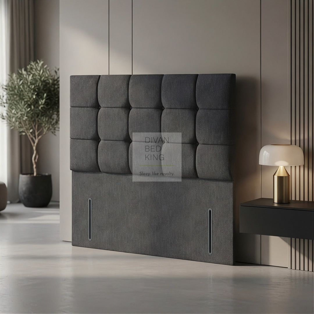 Leya Cube Chenille Design Floor Standing Divan Bed Headboard