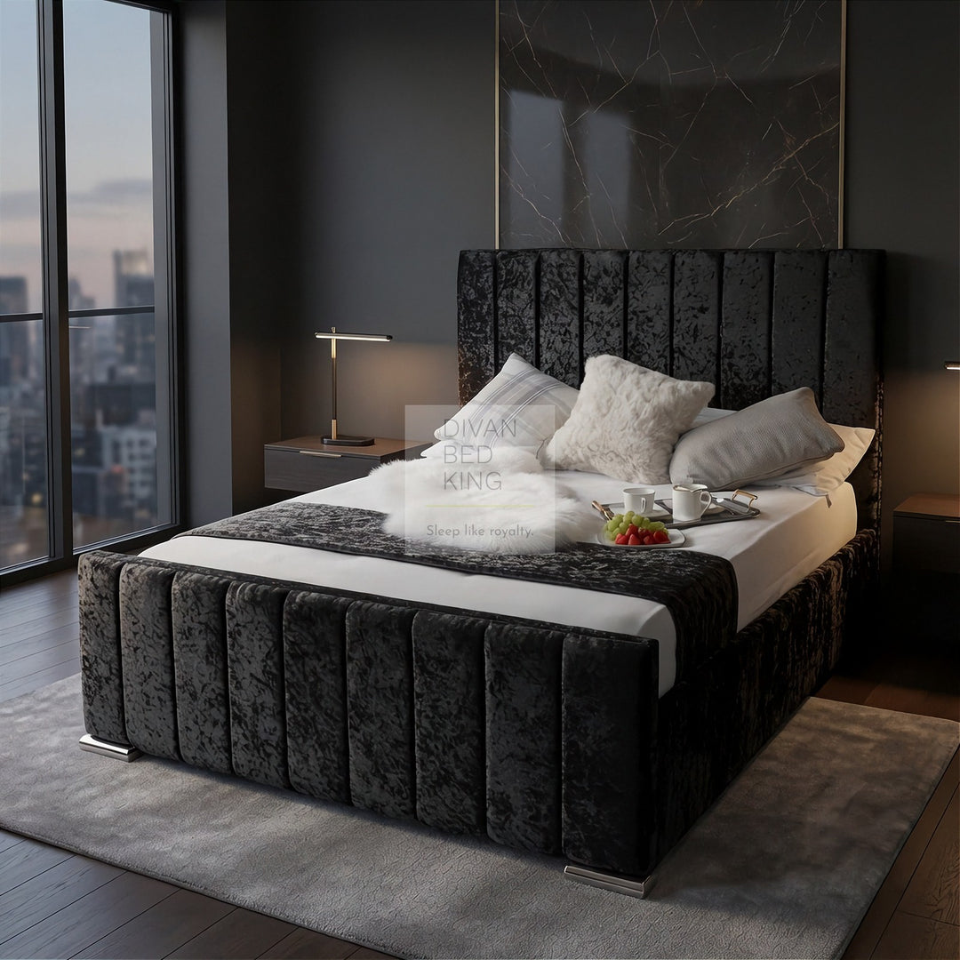 Leya Cube Fabric Upholstered Bed Frame