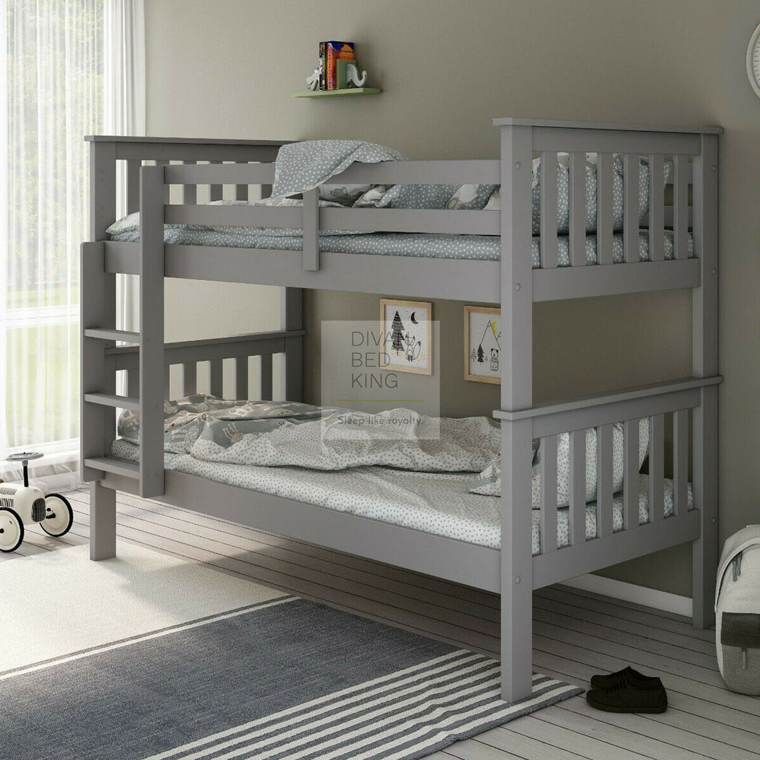 Columbus Detachable Grey Wooden Bunk Bed