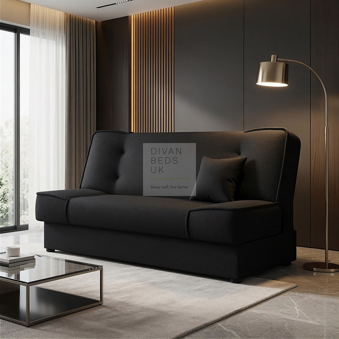 Snug Swyft Black Linen 3 Seater Sofa Bed with Storage