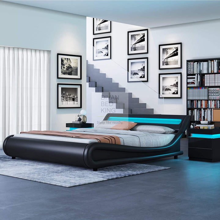 Volo LED Italian Modern Leather Bed