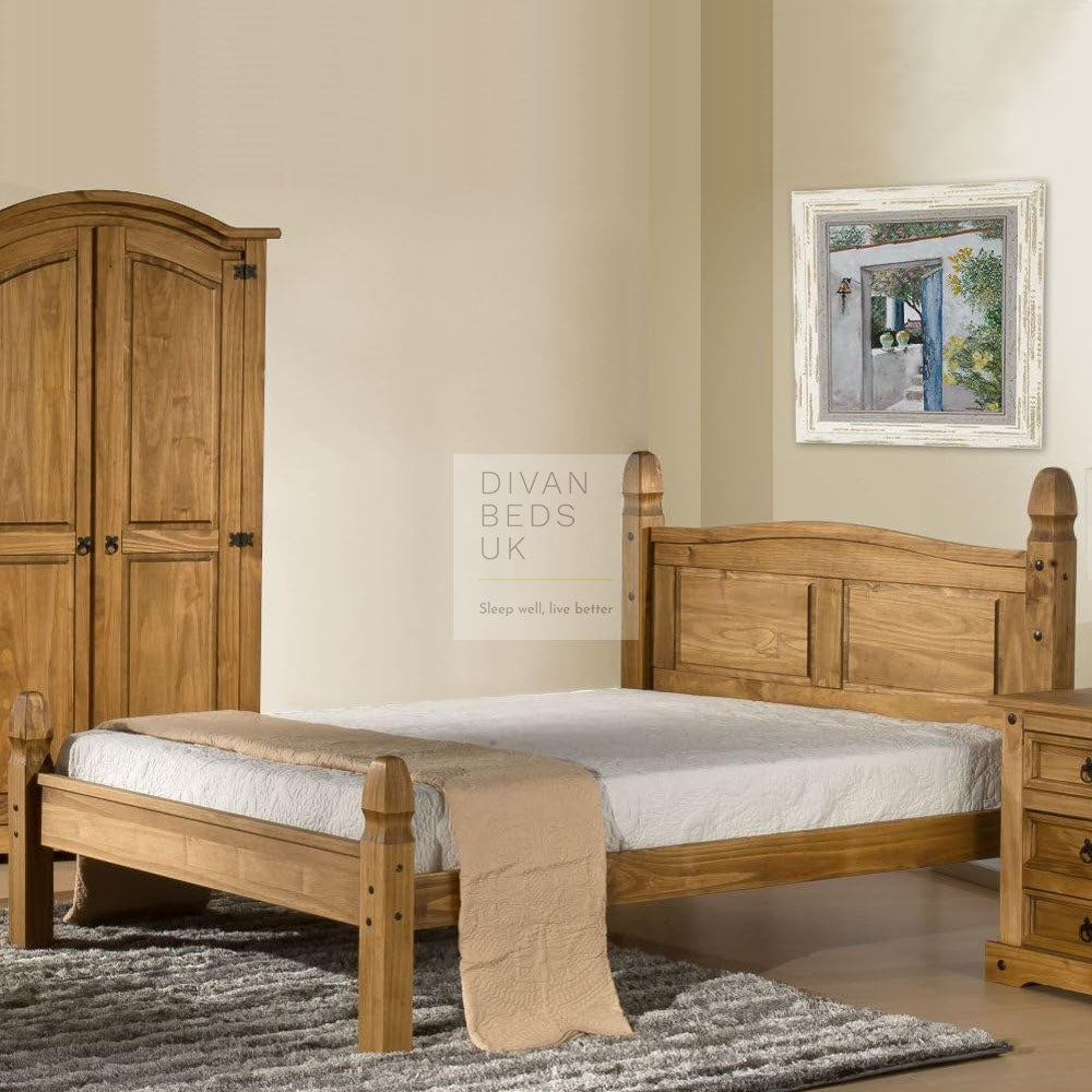 Harper Pine Wood Bed Frame with Low Footboard & Drawer Options