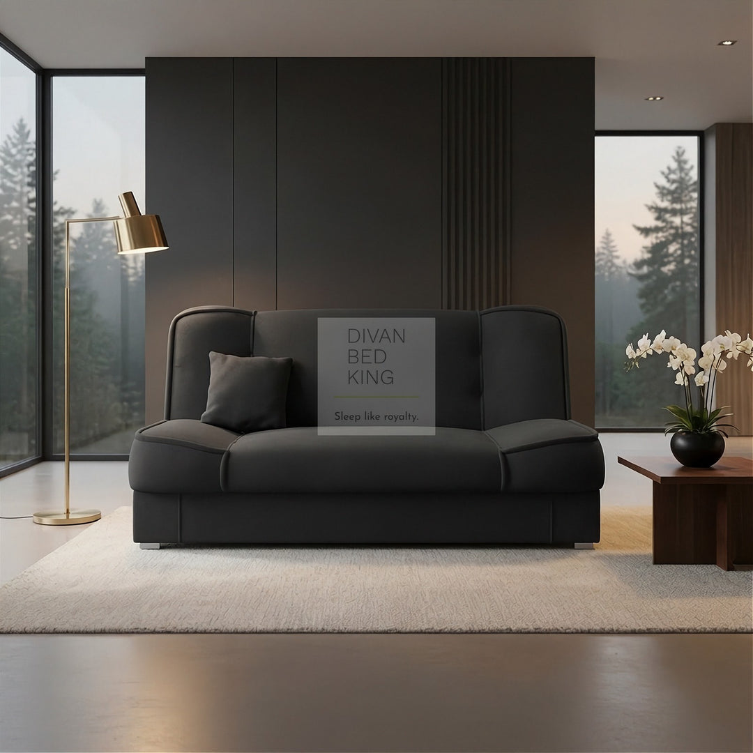 Snug Swyft Grey Charcoal Soft Linen 2 Seater Sofa Bed with Storage