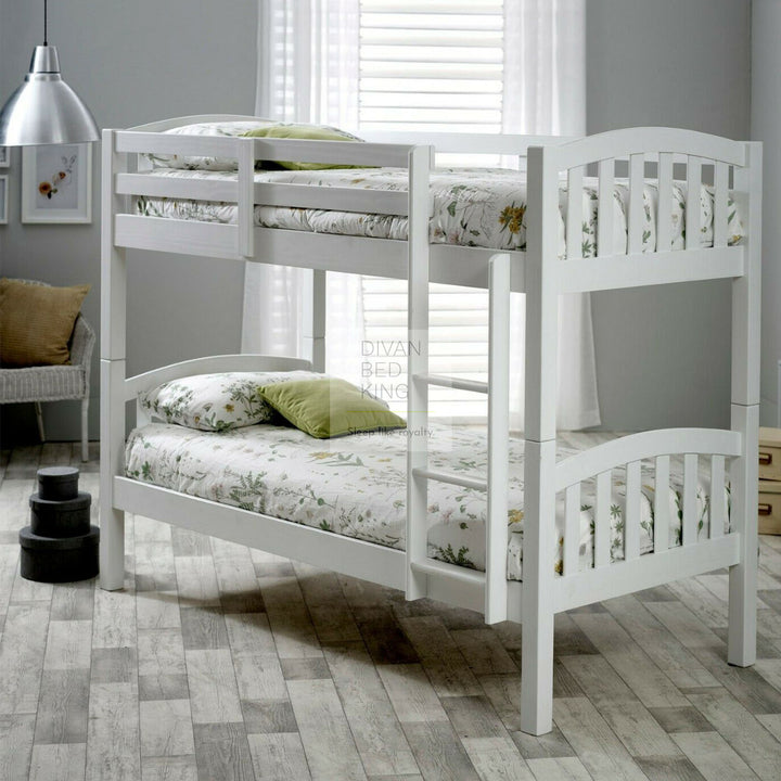 Florentina Detachable White Wooden Bunk Bed