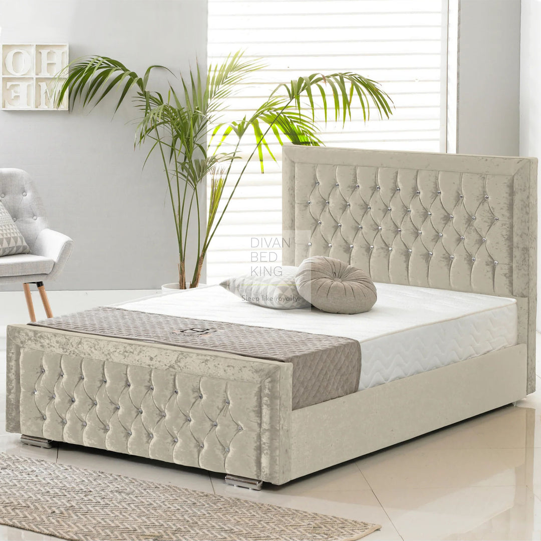 Rayshon Luxury Crushed Velvet Upholstered Bed Frame