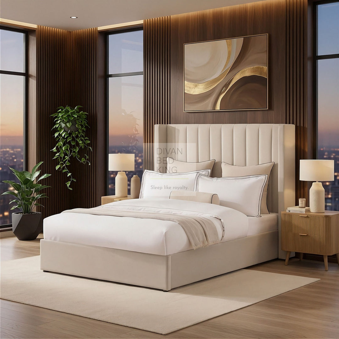 Madison Luxury Ottoman Storage Upholstered Headboard Bed Frame