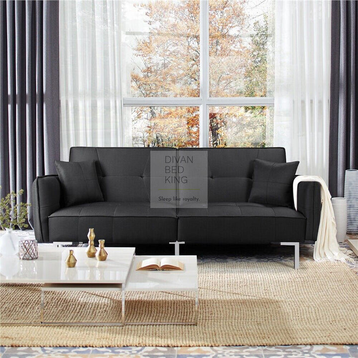 Ludovic Black Cotton 3 Seater Sofa Bed with Removeable Armrests