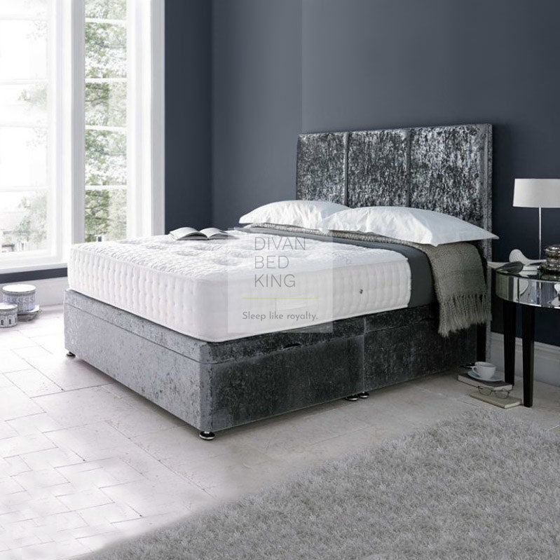 Talia Luxury Ottoman Divan Bed with Stripe Floor Standing Headboard Option