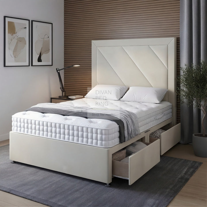 Sorrento Luxury Divan Bed Set with Designer Stripe Panel Headboard