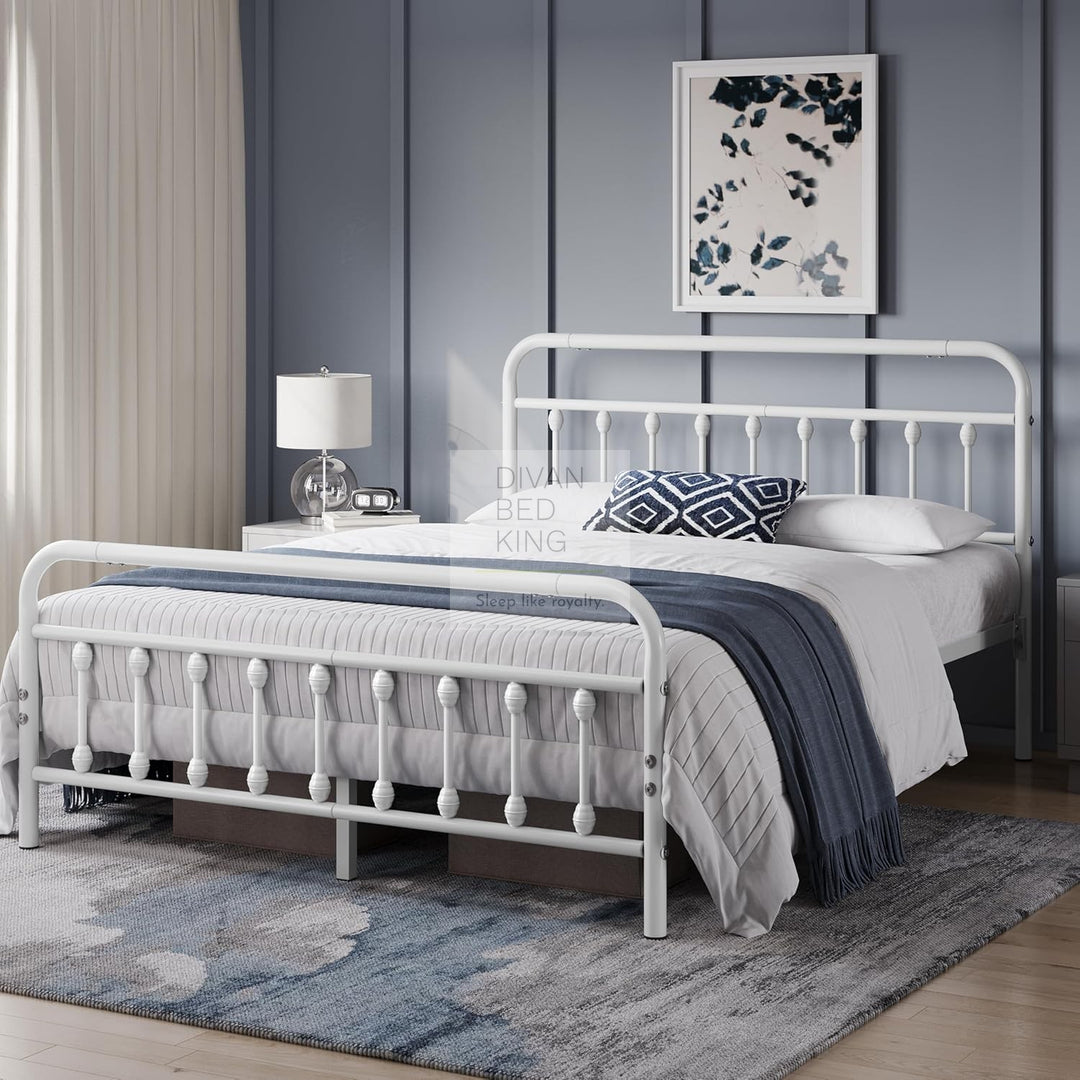 Victorian White Metal Hospital Vintage Style Bed Frame