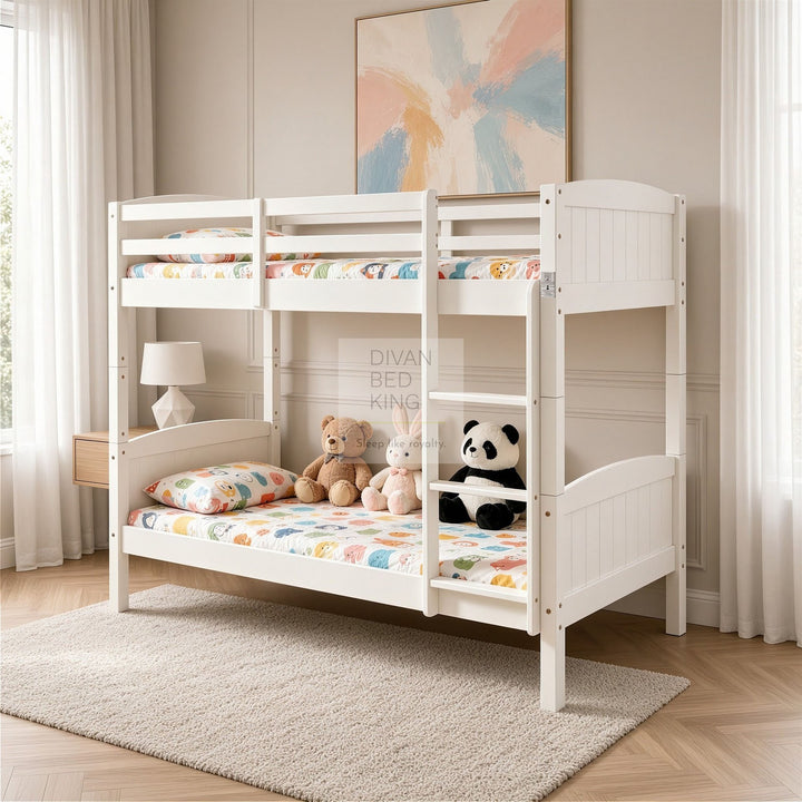 Columbus Detachable White Wooden Bunk Bed