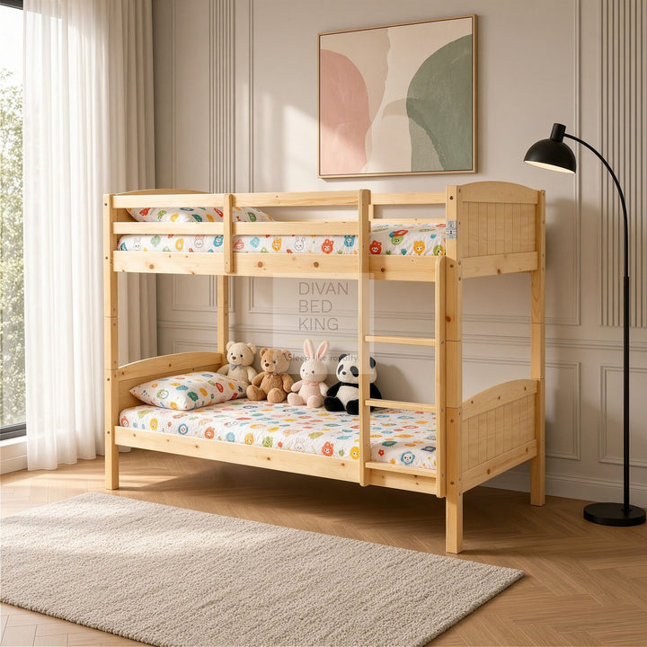 Columbus Detachable Natural Pine Wooden Bunk Bed