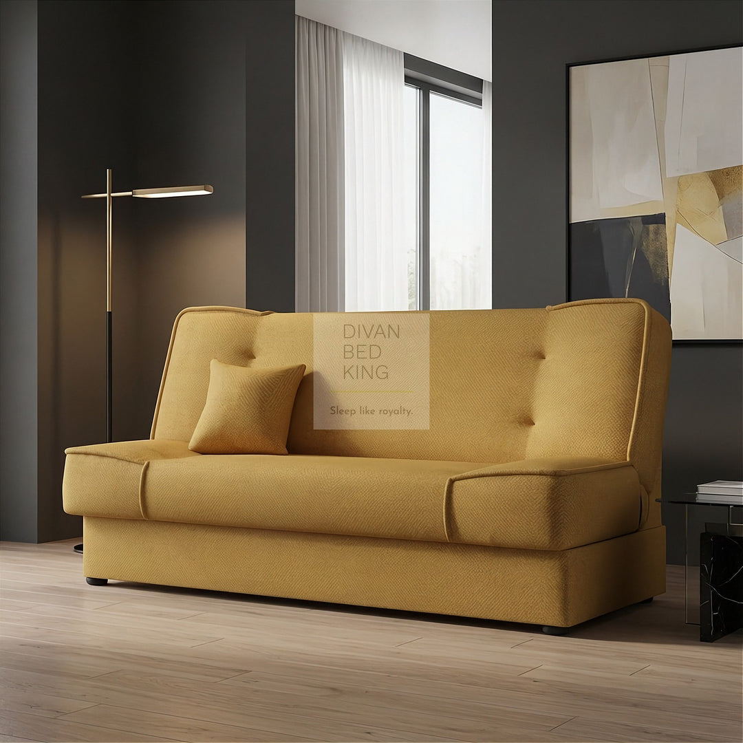 Snug Swyft Turmeric Linen 2 Seater Sofa Bed with Storage