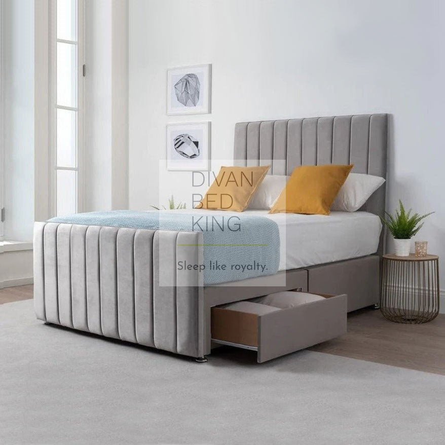 Stroma Stripe Luxury Divan Bed with Floor Standing Headboard and Footboard