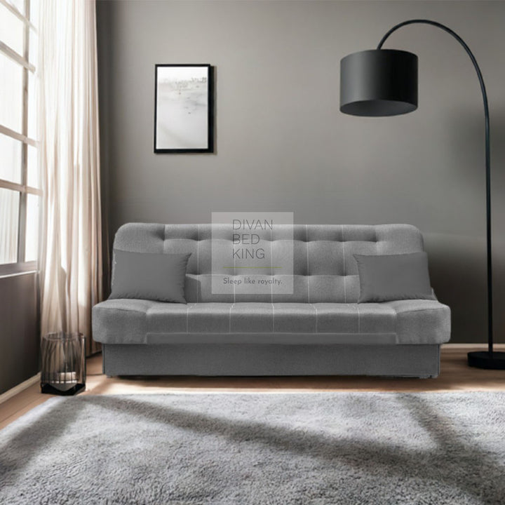 Arnold Grey Padded Spring Foam 3 Seater Sofa Bed